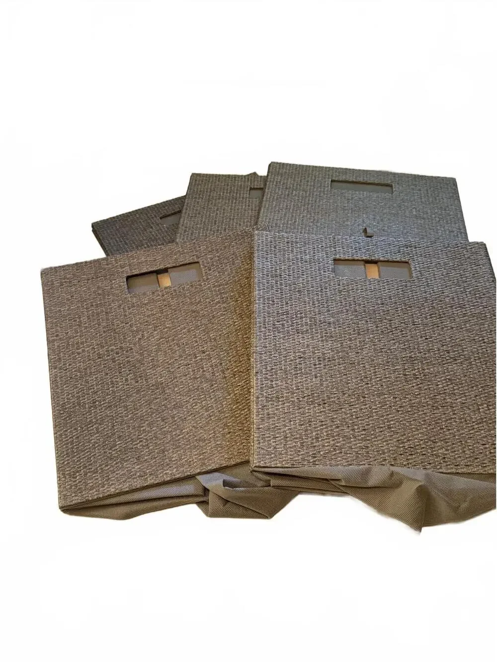 Brightroom Set of 5 Collapsible Cube Storage Bins Grey Woven with Handles